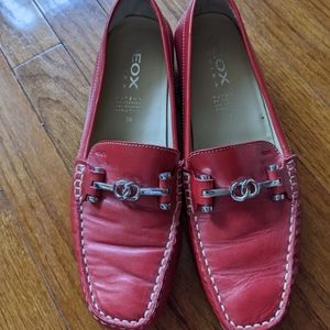 Red Geox Leather Loafers